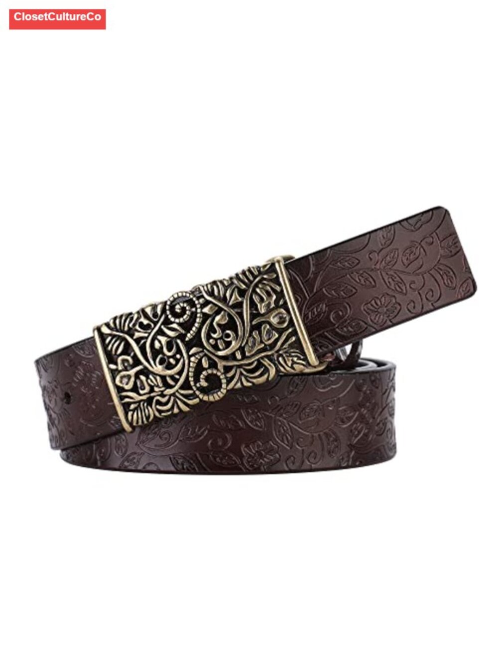 Genuine Leather Vintage Belt Adjustable Retro Design for Dresses Skirts Jeans